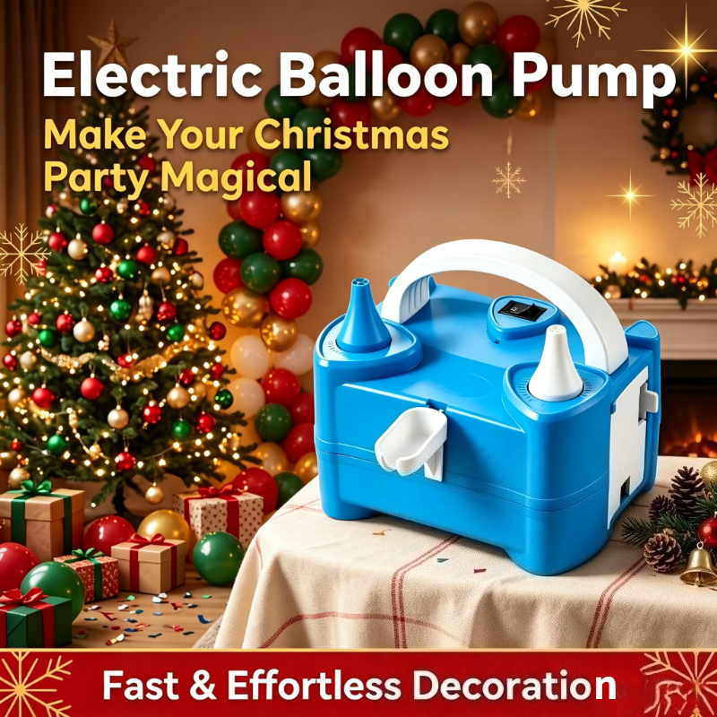 TEMU 1pc Electric Balloon Pump, Dual Nozzle System, Rapid Inflation Balloon Blower, Suitable For Suitable For Christmas Party Decoration Blue Balloon