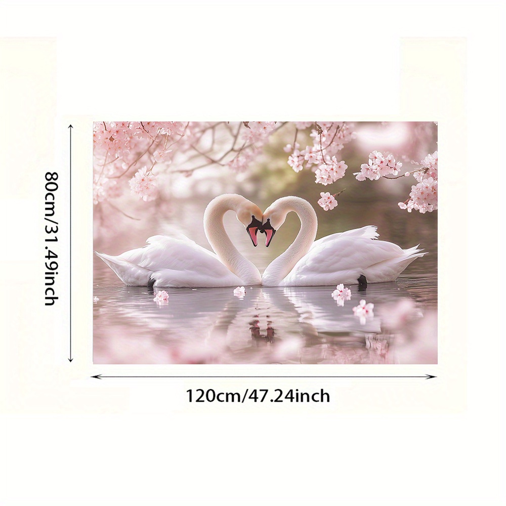 TEMU 2d Flat, 2d Flat, 1pc 2d Frameless Canvas Modern Abstract Wall Art - Swan , Vibrant Pink And White Floral Painting, .24 Inches (80 X 120 Cm) For
