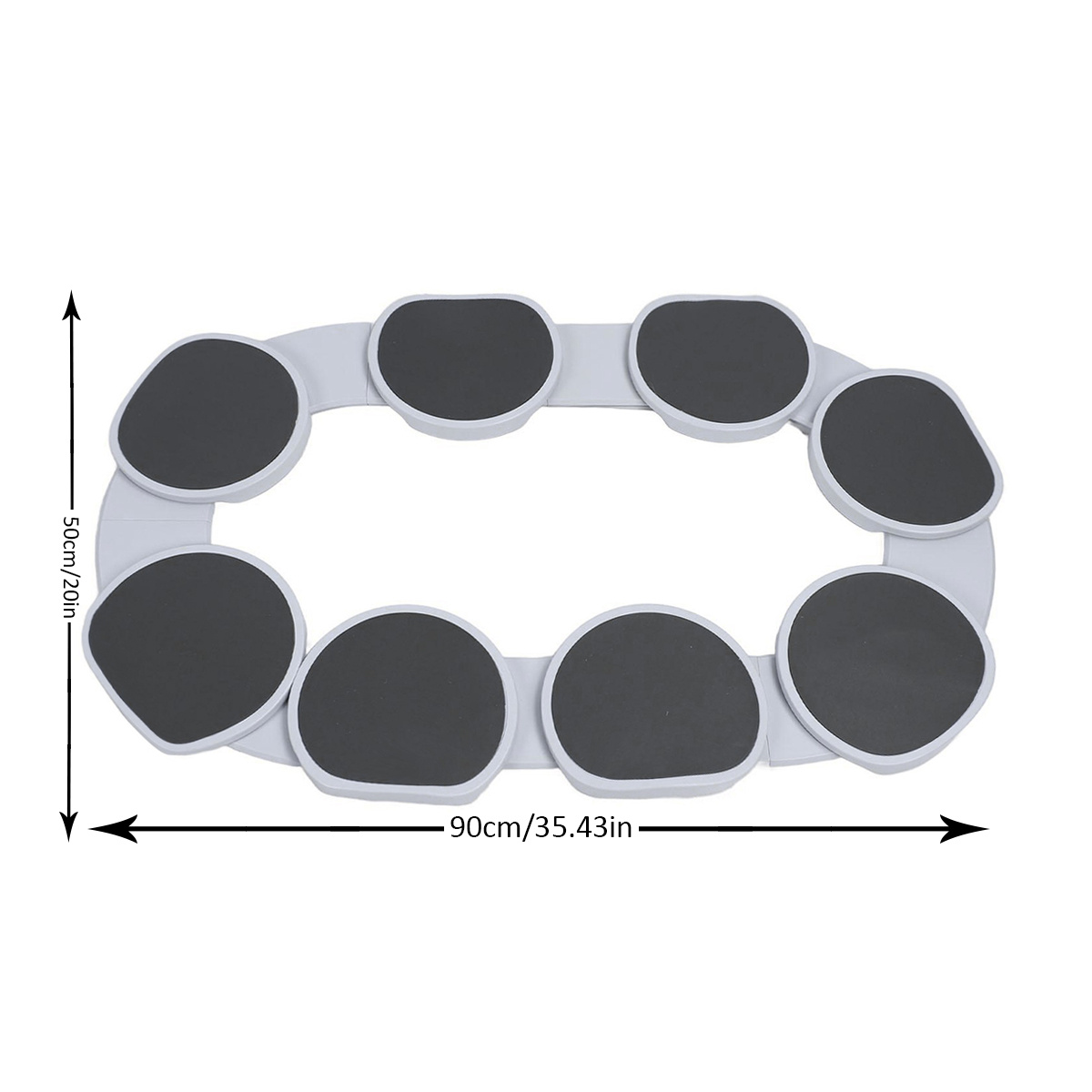 TEMU 8pcs Heavy-duty Expandable Round Lazy Susan Turntable Trays - Non-slip White Edges & Black Surface, Retractable Portable Plastic Rotating Plates