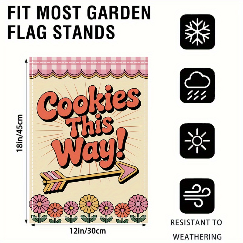 TEMU 2d Flat, 2d Flat 1pc, Vintage Cookie Sign, Double-sided, Washable, Multi-functional Festive Yard Decoration Flag, 12x18 Inches, No Electricity