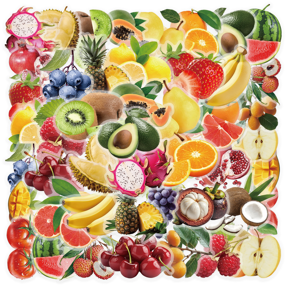 

50pcs Fruit Series Waterproof Graffiti Stickers, Decorative Diy For Laptops, Skateboards, Helmets, Suitcases - Plastic