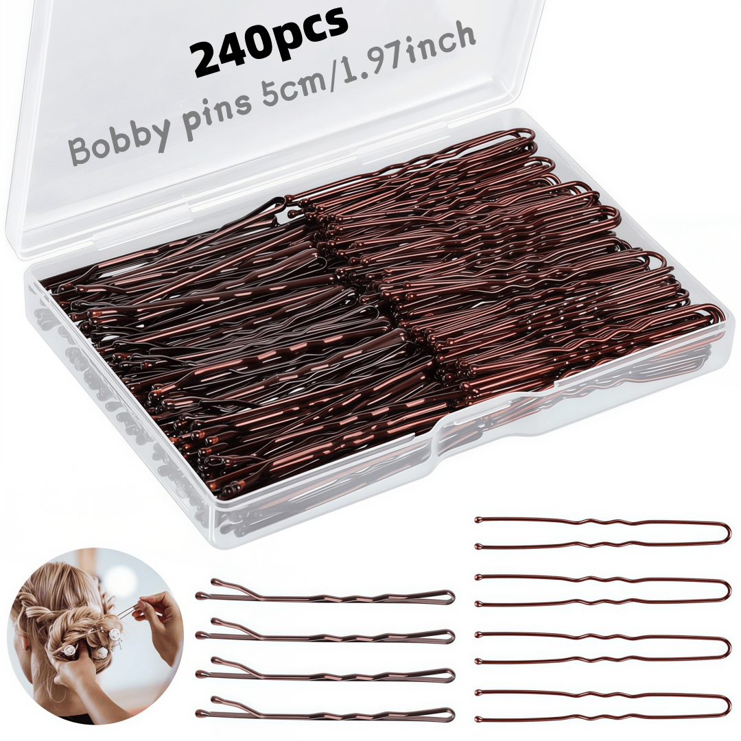 TEMU Set di 240 fermacapelli pollici con scatola di conservazione, 120 fermagli per capelli lisci, 120 fermagli a forma di U, fermagli per capelli