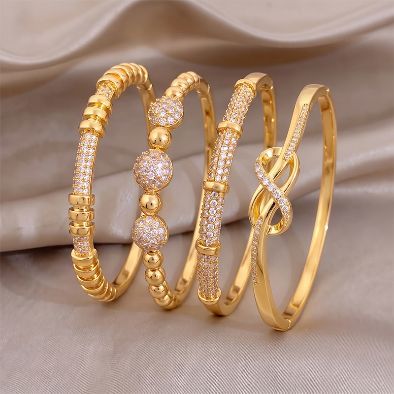 Women's Vibe Stacking Bangle Set, Mixed Decor & Minimal Glossy Styles