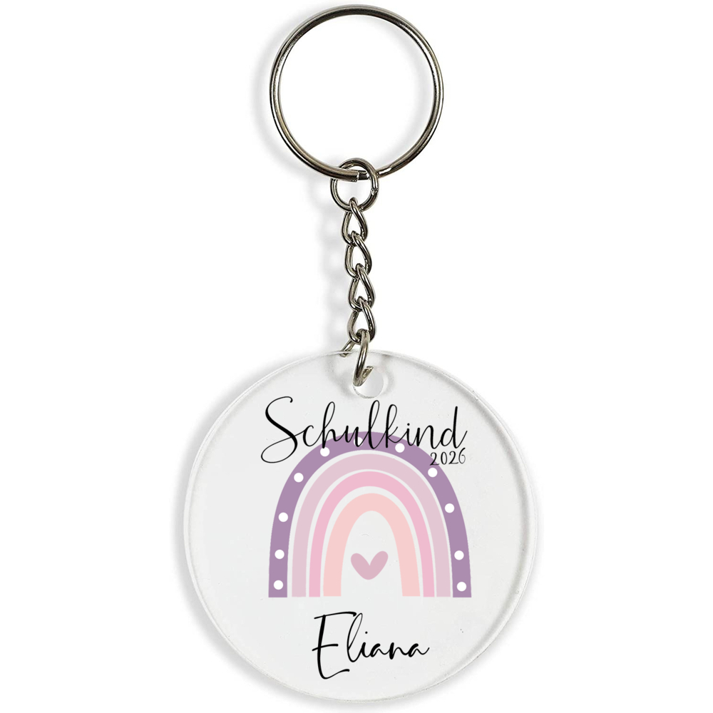 1pc 2026 Personalized German Schulkind Back To Gift, Rainbow Acrylic Keychain Ornament With Custom Name, Party And Holiday Gifts, School Gift