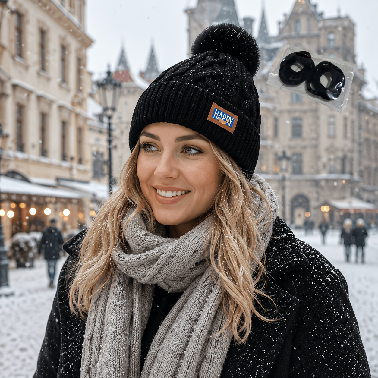 TEMU Women's Autumn Winter Hat With 10pcs Hair Ties, All-match Hat, Winter Hat, Hat, Thickened Warm Hat, Autumn Winter All-match Casual Hat, Daily