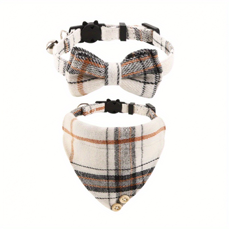 TEMU Two-piece Set Of Cat Collars Featuring A Bell, Including A Collar With A Headscarf, Designed For Pets, Adjustable For Cats And Small Dogs,