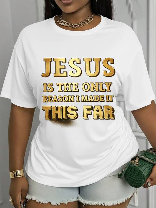 womens casual jesus is the only printed t shirt short sleeve crew neck regular fit spring summer autumn machine washable gift for her spring fashion versatile top comfortable clothing