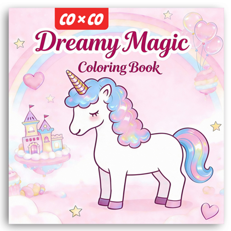 Image of A Coloring Book Featuring , Designed For Children To Their . It Includes Adorable Unicorns, Rainbow Castles, Mushroom Houses, And Other Soothing Scenes. The Illustrations Are Cute And Fun