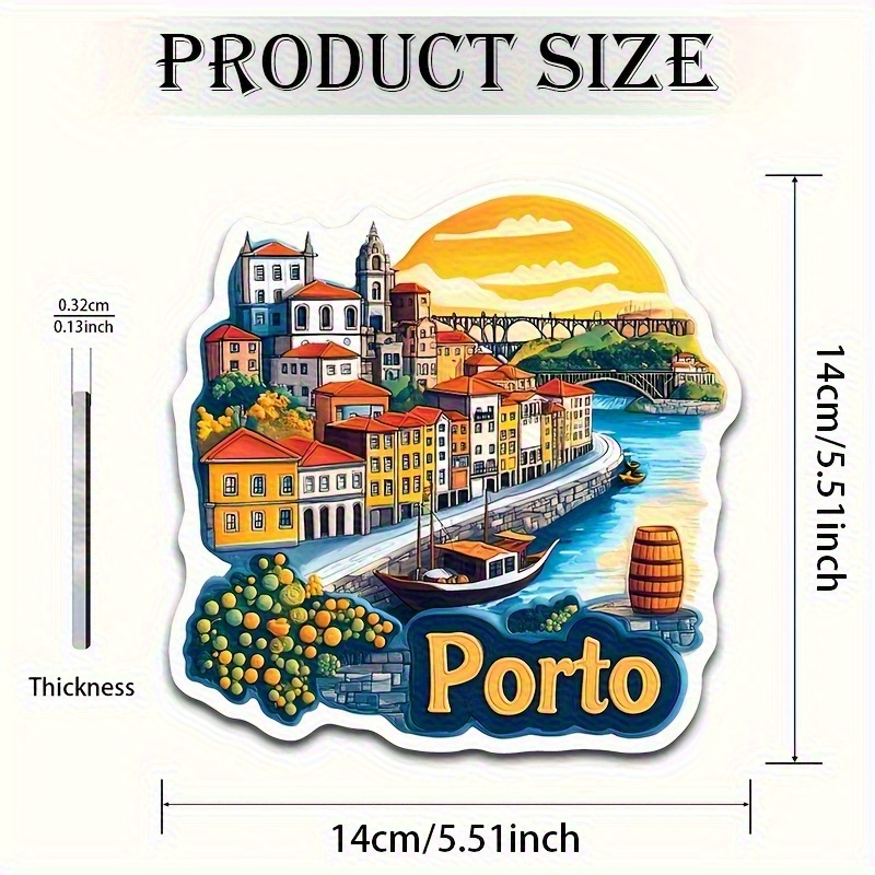 TEMU Portugal Magnet - Portugal City Fridge Magnet With Porto - Fridge Magnets For Portugal Map - Fridge Door Decorations - Travel Souvenir - Fridge