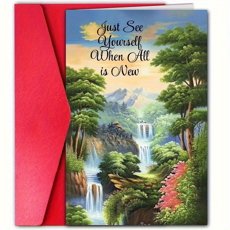 

1pc Inspirational Scenery Greeting Card With Envelope, 12cm X 18cm, Paper Material, Suitable For , Birthday, Christmas, New Year, , Family, - Encouragement Card For Self- And Motivation