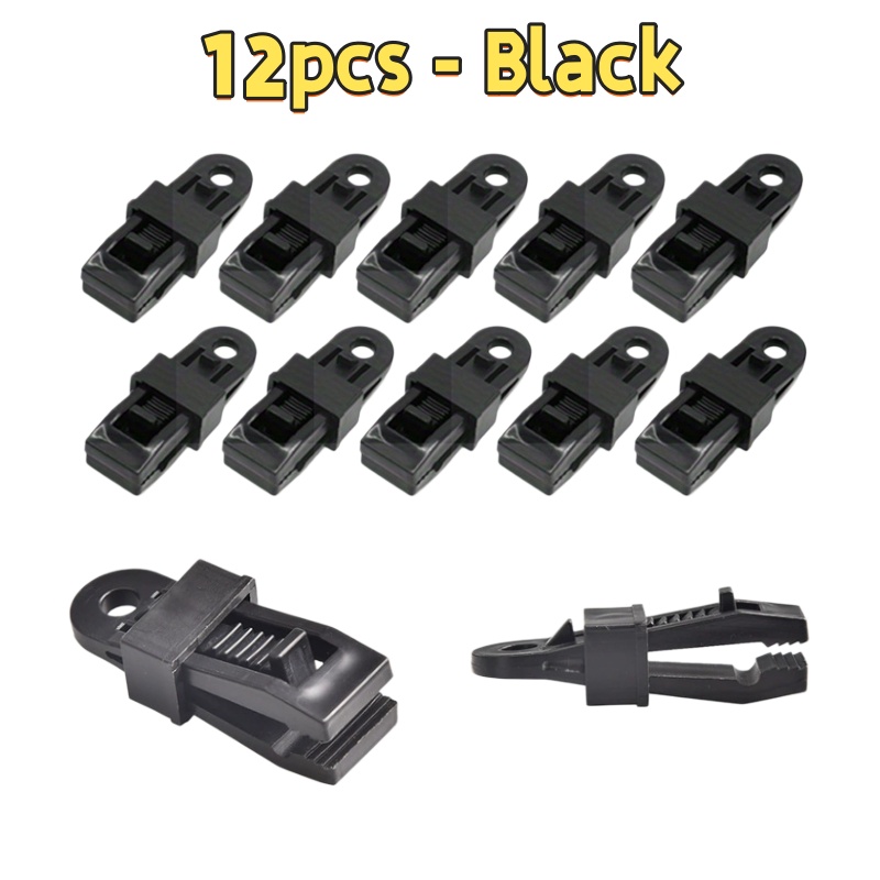 12pcs Heavy Duty Tent Clips Windproof Suitable For Fixing Tarp, Awning, Tarps, Canopies, Tarpaulins - Reusable Outdoor Tent With Sturdy Clips For Camping, Rv,, Coverings - Multi- For And Adventure Use