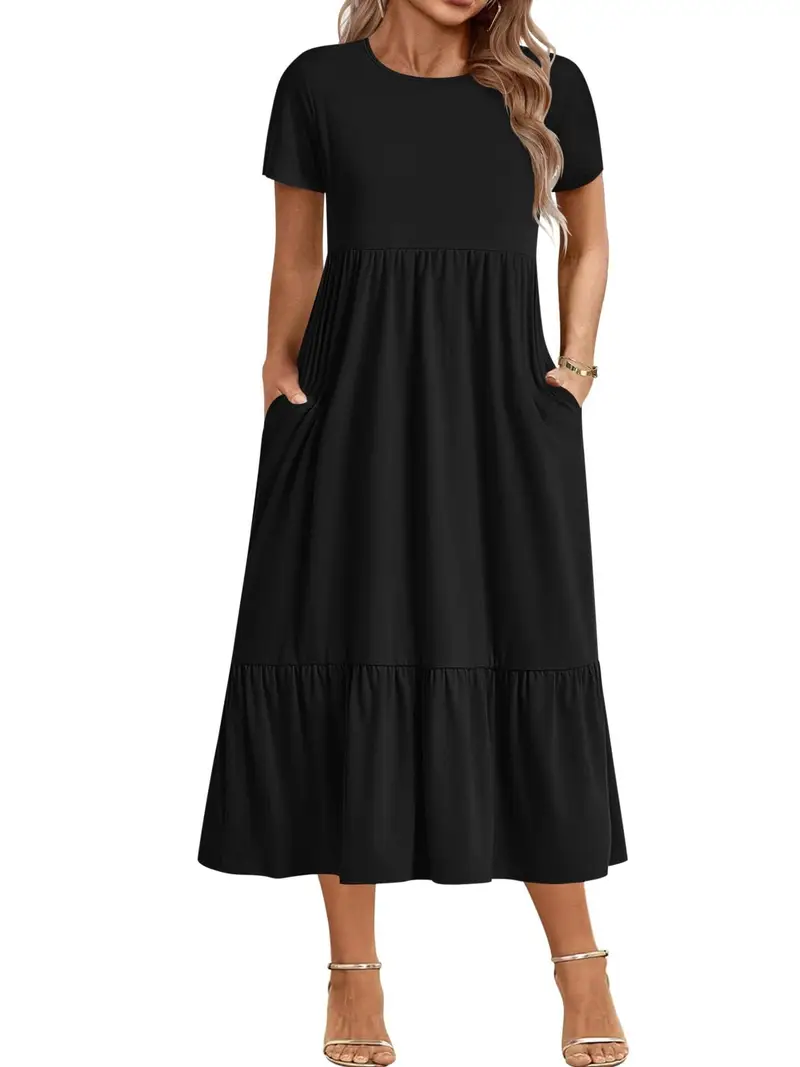 plus size women plus size short sleeve dress loose plain - Temu plus size women plus size short sleeve dress loose plain - Temu