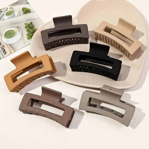 set of 6 rectangular hair claw clips featuring a solid with a non styling hair types for women and girls