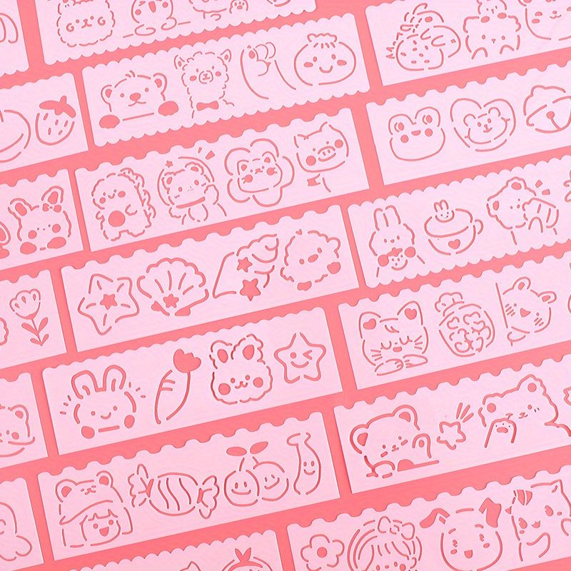 24pcs Cute Cartoon Reusable Stencil Set For Scrapbooking, Journaling, Diy Art Tracing - Perfect Gift And Drawing Ruler Kit