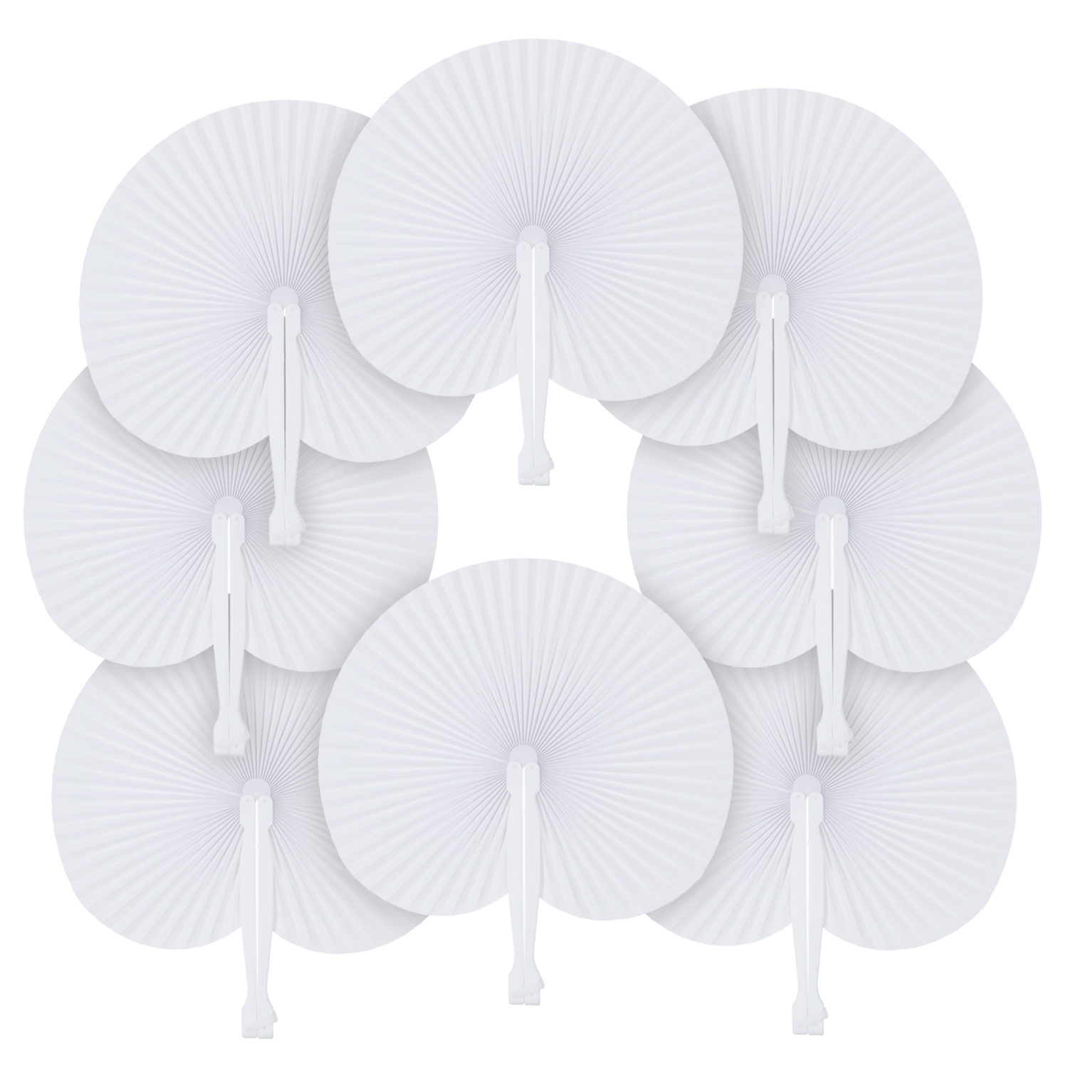 Image of 30 Heart-shaped White Folding Fans, Round Accordion Paper Fans, Suitable For Wedding Celebrations, Party Decorations And Painting