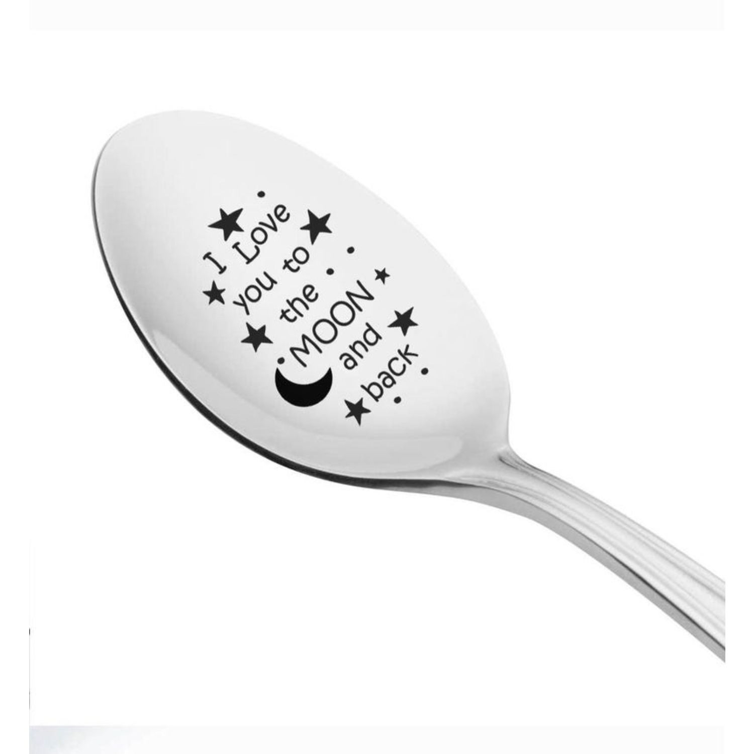 1pc I Love You And Back Spoon - Romantic Engraved Spoon, Teaspoons, Durable Dessert Spoons For Anniversary - Love Spoon For Him Or Her - Cute Couples Gift - 7.59inch