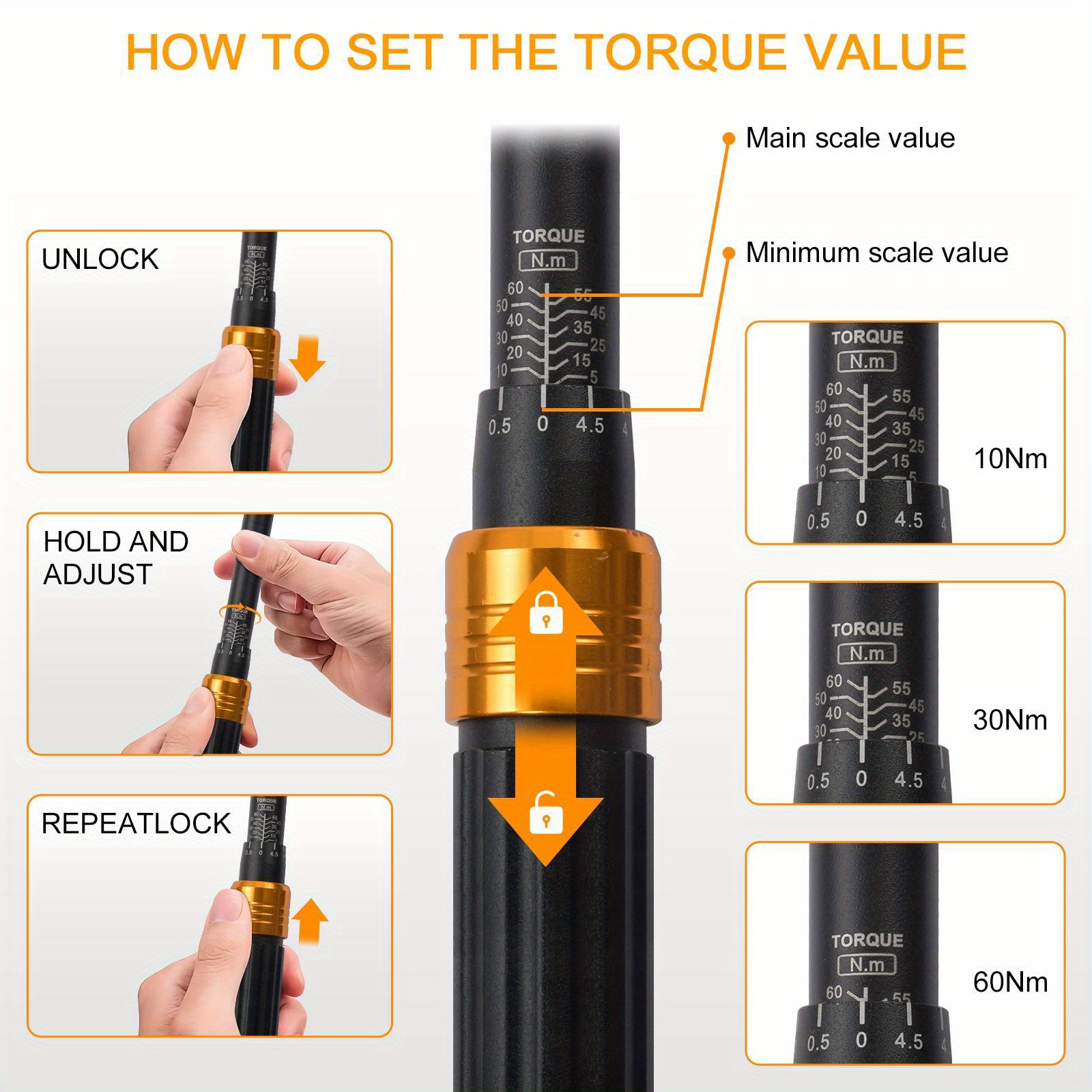 11pcs 3/8 Inch Adjustable Torque Wrench Set
