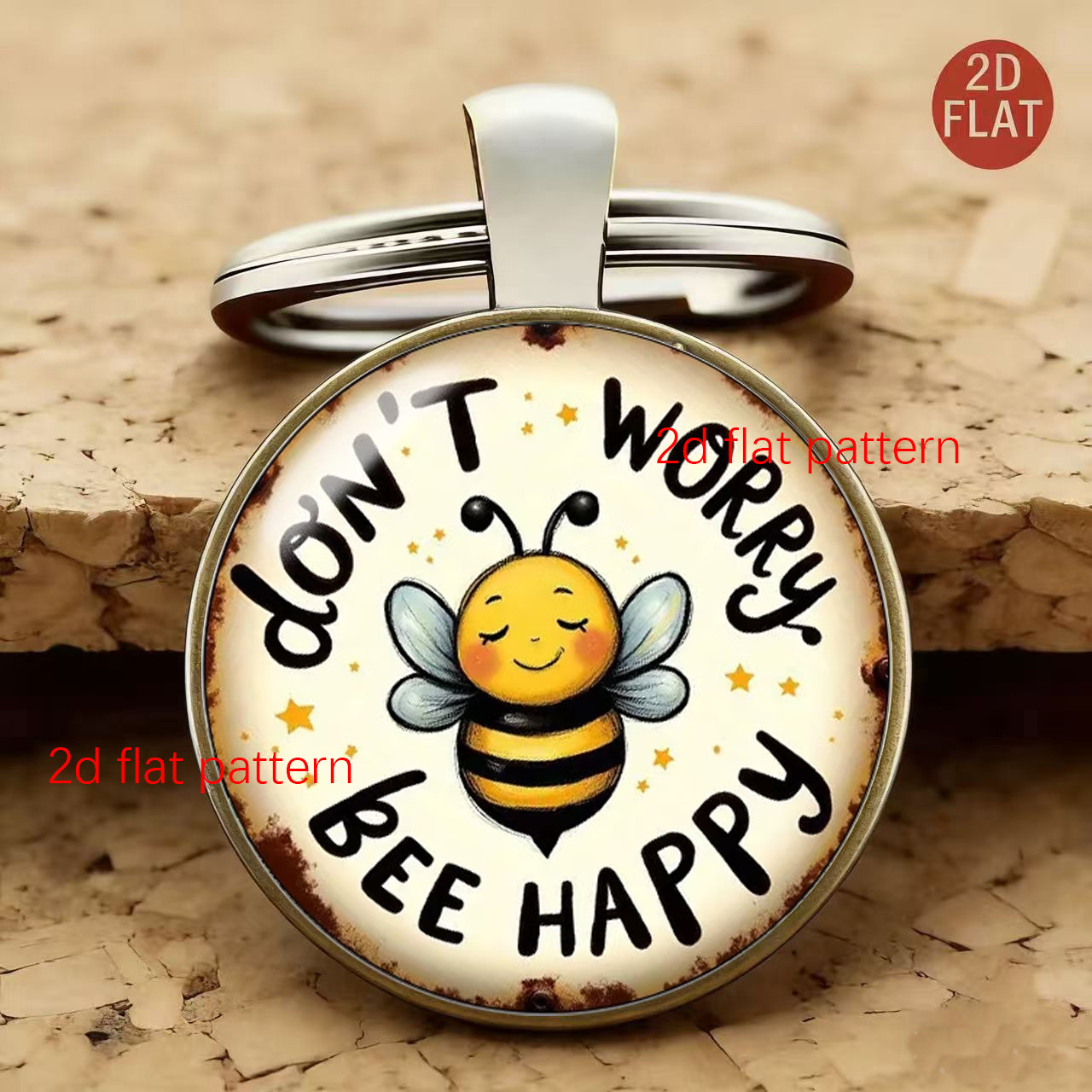TEMU Llavero 2D, llavero con de abeja 2D "No te , mantente ", decoración de moda, cristal , llavero de cristal, unisex, adecuado para bolsos, llaves,