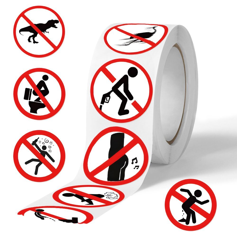 

500 Fun Warning Sign Stickers With Ten Different Graphic Patterns. Stickers Suitable For Decoration And Festive Atmosphere Such As Water Bottles, Suitcases, Skateboards, Refrigerators, Etc