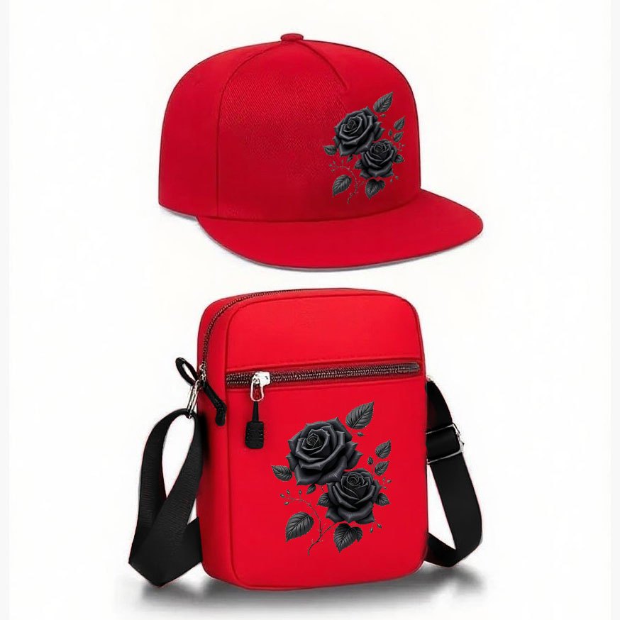 TEMU Juego de 2 piezas de gorra de béisbol unisex y bandolera con estampado , gorra de visera y bolso de de para deportes al , ajustable, regalo de