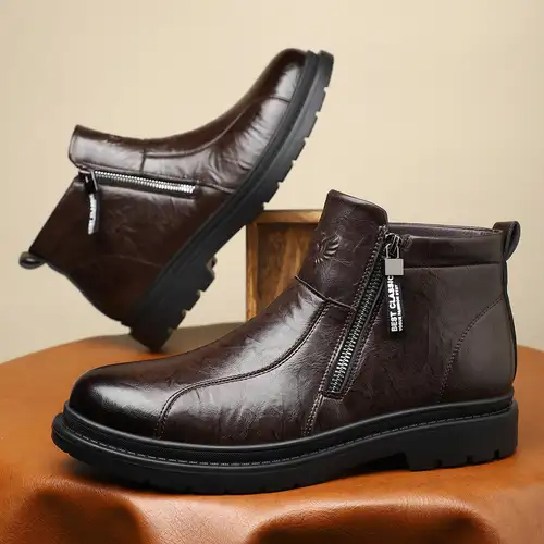 men's motorcycle boots with durable rubber sole, side zipper closure, and reinforced toe & heel for ankle support - men's shoes - Temu men's motorcycle boots with durable rubber sole, side zipper closure, and reinforced toe & heel for ankle support - men's shoes - Temu