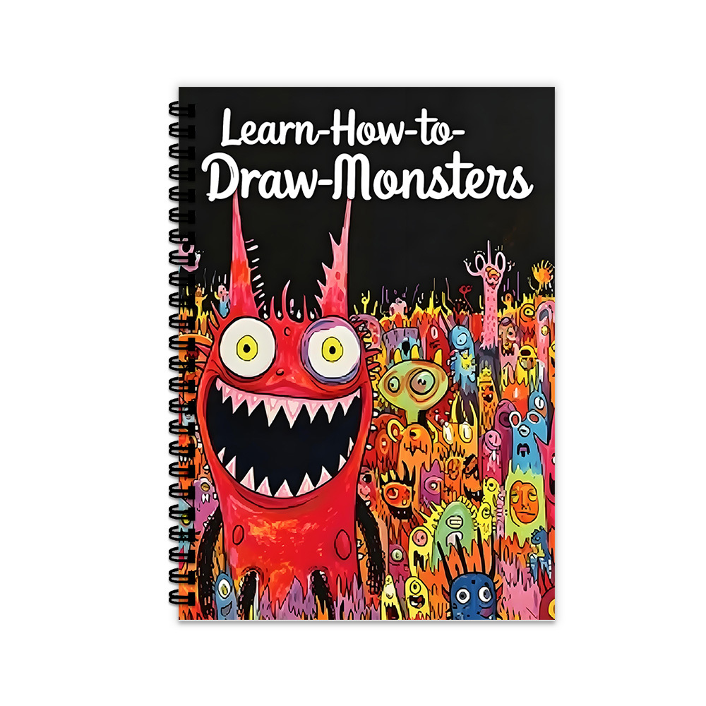 TEMU 1pc Learn How To Draw Monsters Notebook With Spiral Binding - Cover Suitable For Art Journaling, Doodle Drawing Practice, Creative For &,
