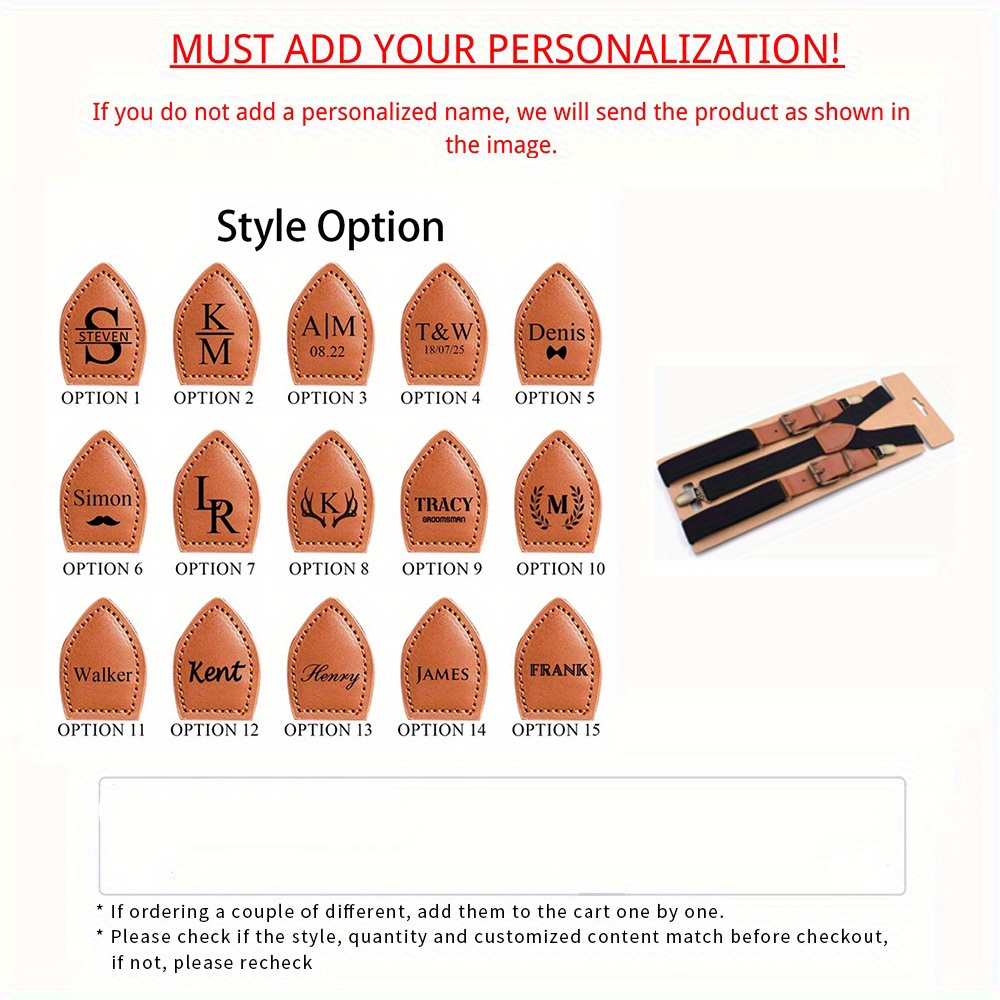 TEMU 1pc Personalised Laser Engraved Suspenders, Suspenders For Groomsmen, Engraved Wedding Suspenders, Best For Man Gifts, Souvenir Gifts For Him,