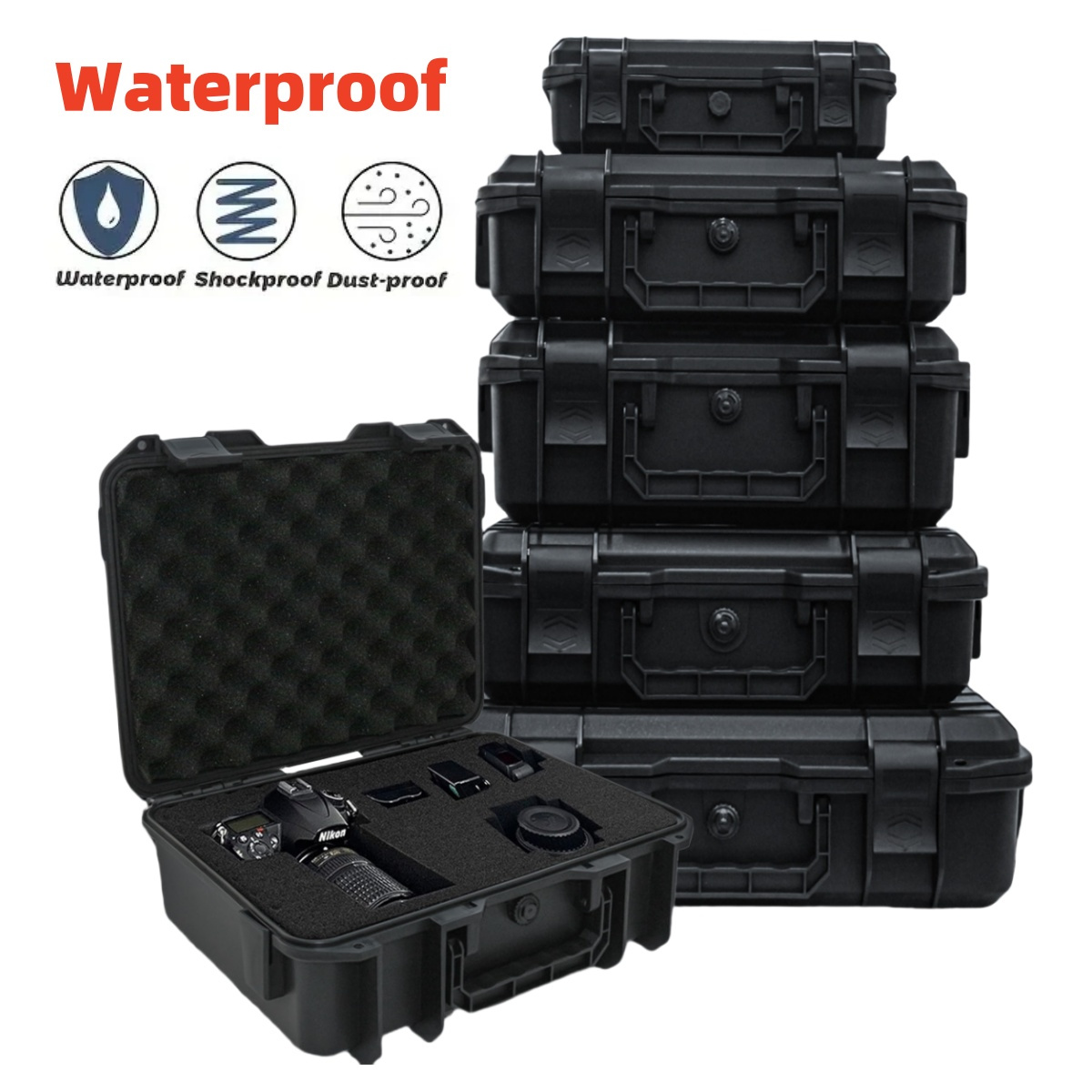 

[customer ] Customizable Foam Hard Camera Case - Waterproof, Shockproof & Dustproof For Photography Gear, Audio/video Equipment, Drones & Tools - Pp Material With Closure