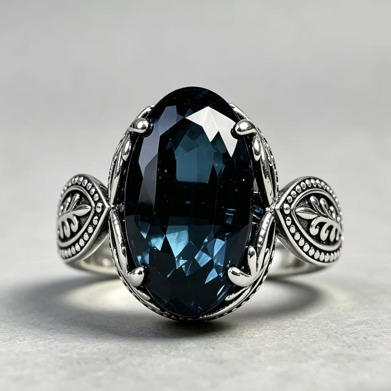 TEMU Bague tendance pour femme en argent 925, nouvelle et très tendance, incrustée de bleu Morandi, neuve