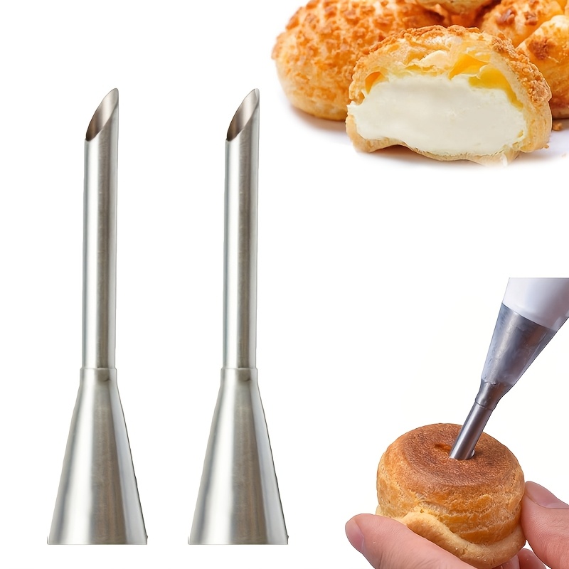 Stainless Steel Puff Pastry Cake Tip For Small Pastries, Baking Decorations, Smooth Icing Tools, Fine Nozzle, Rust-resistant Spray Head, Food Grade Material