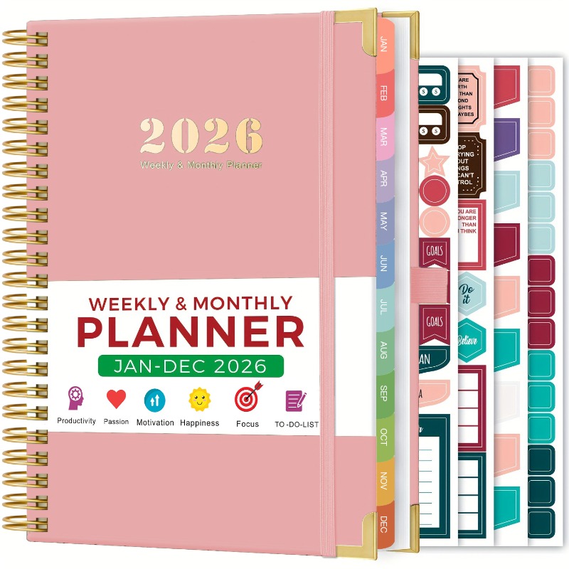 2026 Planner With Layouts, Ruler, Inner Pocket & 4 Stickers - Double-stitched Binding, Pocket-sized 8.4"x5.7" Dated Calendar Planner Suitable For Office, School, Use - -december 2026