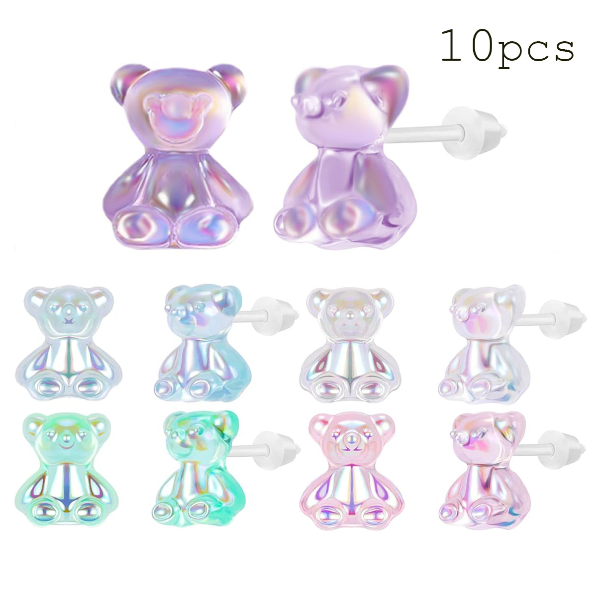 

10pcs Bear , Hypoallergenic Plastic For , Ear Jewelry For Parties And