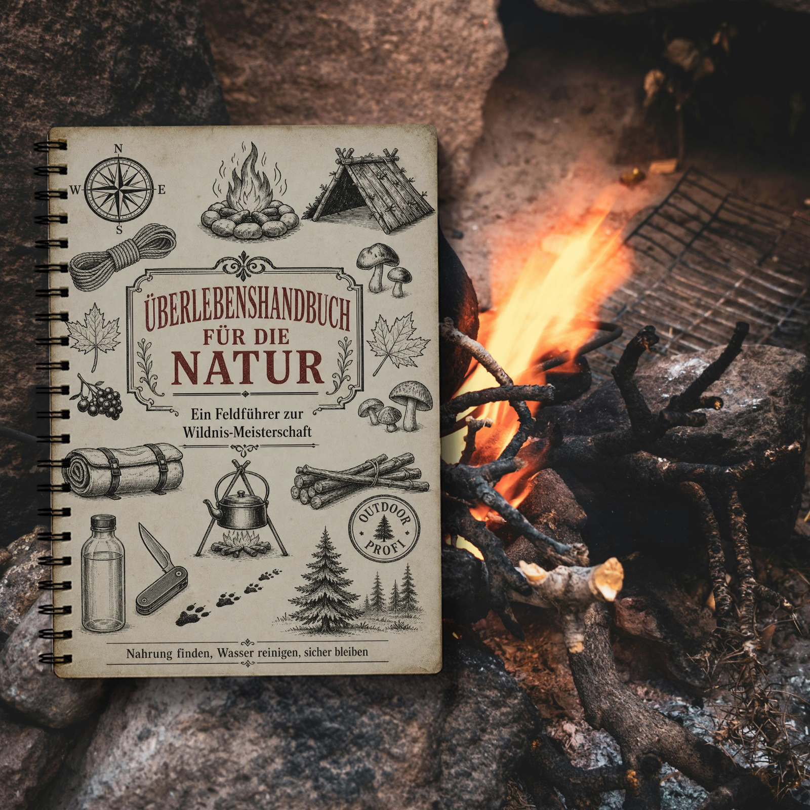German Edition | Wilderness | Primitive Fire-starting, Shelter Construction And Preparedness , Gift For Preppers, Bushcraft Fans, Campers And
