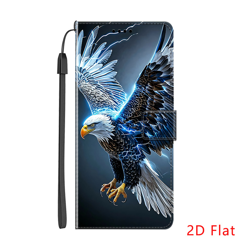 TEMU Phone Case - 2d Flat Royal Eagle Flip Wallet Phone Case Suitable For Galaxy A90 A72 A71 A70 A60 A57 A56 A55 A54 A53 A52 A51 A50 A42 A41 A40 A37