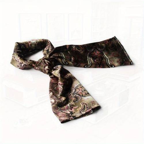 soft silk scarf wrap shawl small brown paisley pattern revitalized style versatile fashion accessory for women elegant luxury gift stylish outfit accent sophisticated design rich visual smooth texture