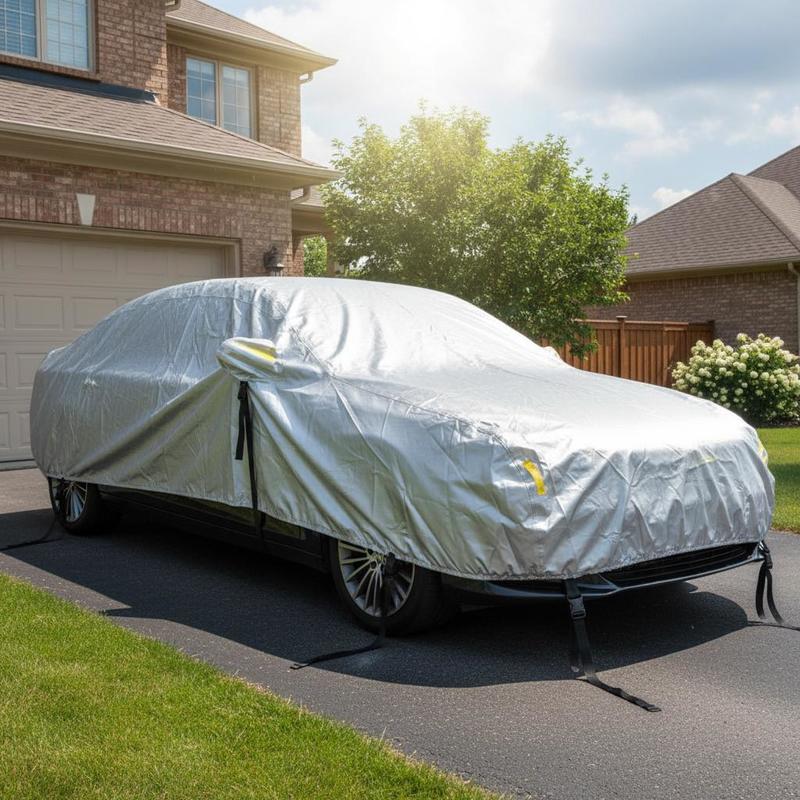 Car Cover For Sedan Straps Full Silver M Peva