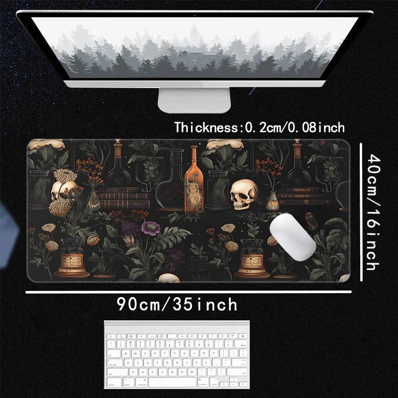 TEMU Vibrant Floral Mouse Pad Featuring A Horror Design, Gaming And Office Use. It Has A With A Black Background And , Serves As An Extended Mat For