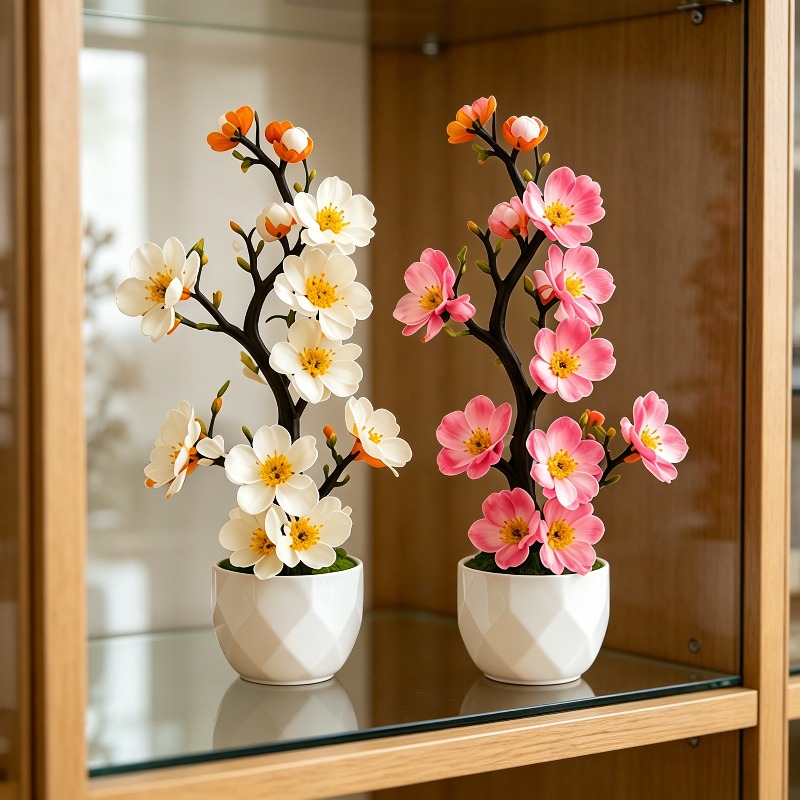 2pcs - Plum Blossom Squid | An Ideal Choice for Festive Artificial Flower Decorations, Convenient for Matching Homes, Courtyards, Offices, Weddings, Desks, and Other Scenes | Suitable for Father's Day, Eid Al-Fitr, Weddings, and Other Landscape De