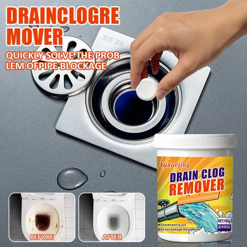 20pcs pipe unblocking effervescent tablets fully expand to cover the entire pipe diameter and elbows for more unblocking removes the slippery layer by long residue on pipe walls regular use prevents severe