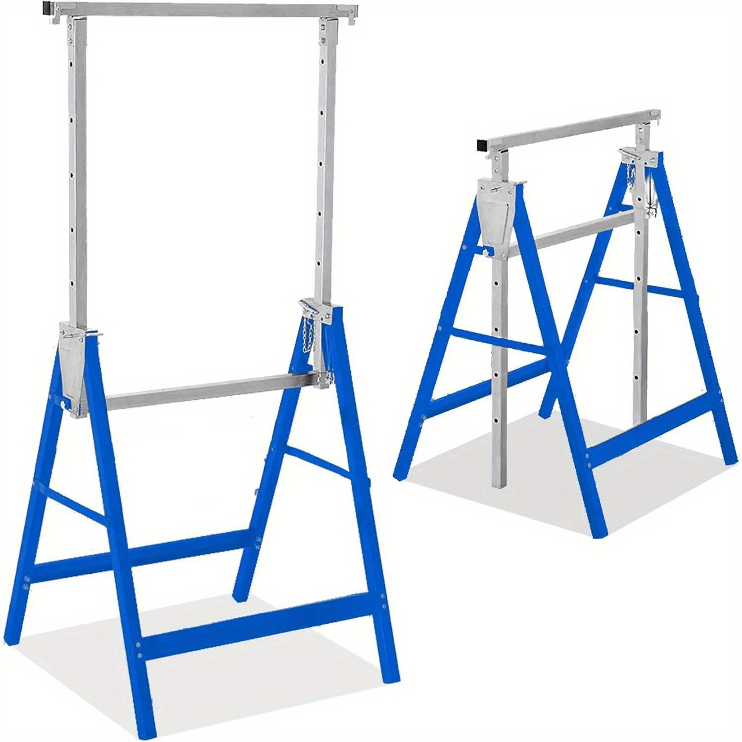 TEMU 2pcs Scaffolding Stand Metal Workbench Height Adjustable 80-130cm Foldable And Stable, Load-bearing Capacity Up To 200kg