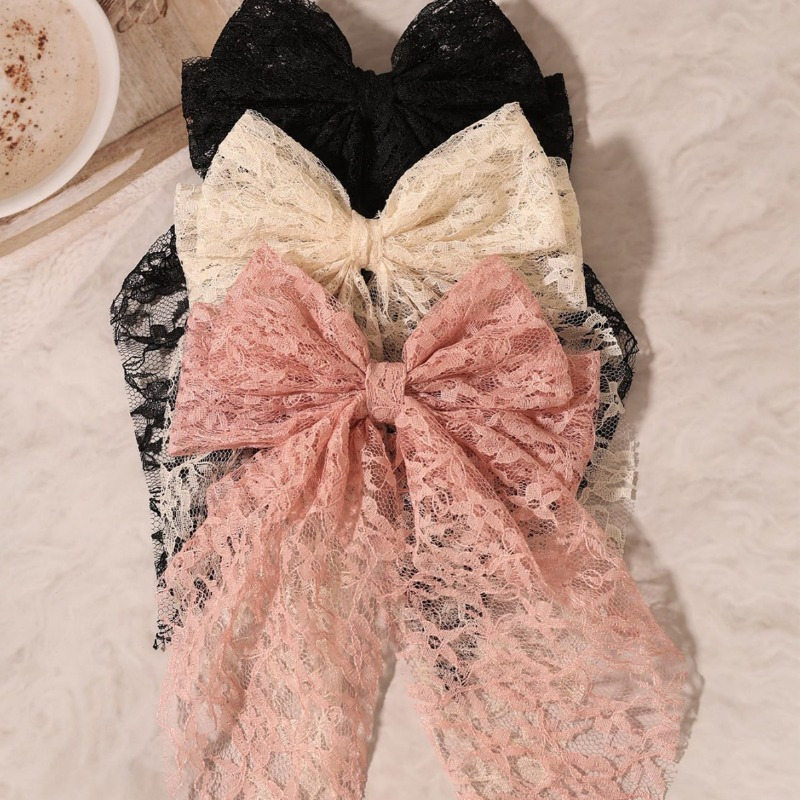 TEMU Sets Of Lace Embroidery Bow Hair Clips Sweet And Elegant Lace Hair Clips Hair Accessories Suitable For