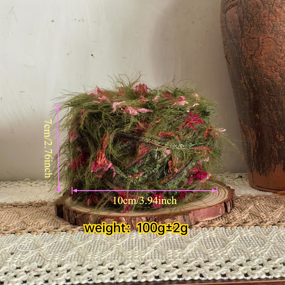 E-shop 100G pro Stück Wald-Garn, handgemischt, mit einem Vintage-Grün und Rosenrosa-Weichnebel-Mix, der Minkfell nachahmt, zum Häkeln etherscher