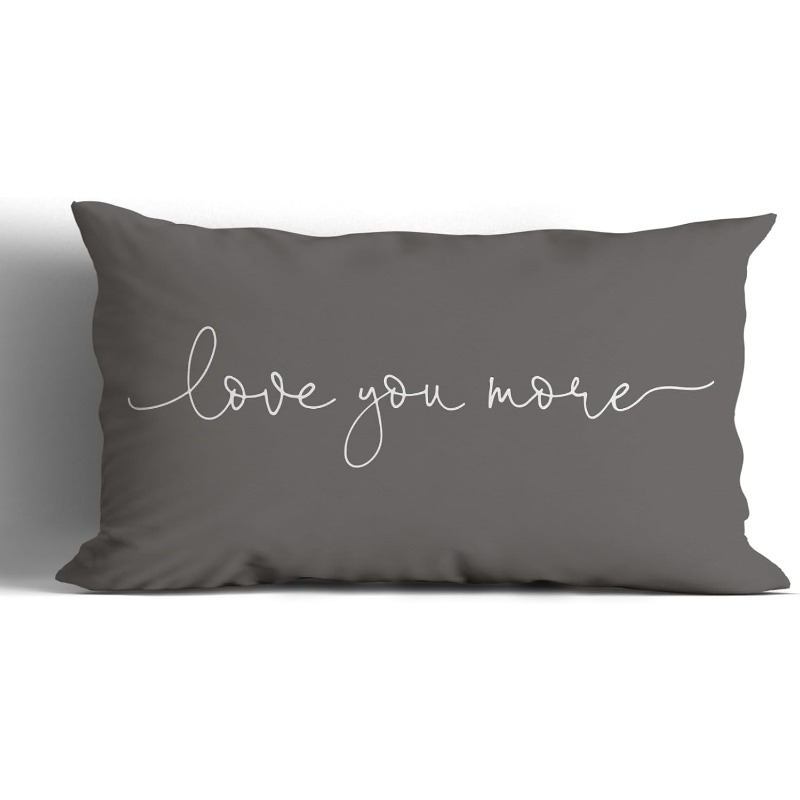 TEMU 1 housse de coussin "Je t'aime plus" pour couples - Cadeau pour mariage et anniversaire, idéal pour /mari, housse grise 12"x20", décoration pour