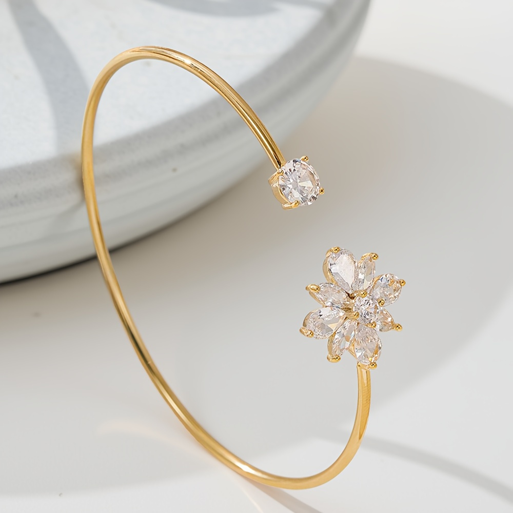 TEMU 1pc Design Petal Open Bracelet For Women, Light Luxury, Suitable For Banquets And Festivals