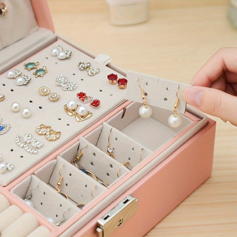 Double Layer Leather Jewelry Box, Portable Organizer