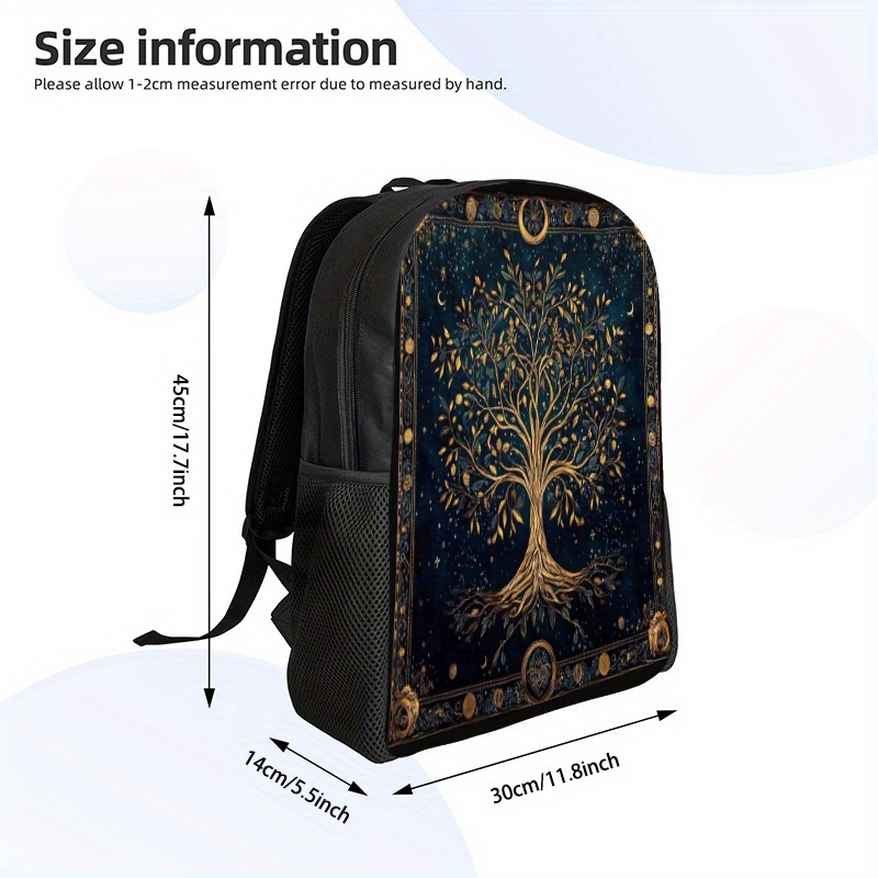 TEMU 1pc Sac à Dos Arbre de Vie Sous le Ciel Étoilé - Grande , Bretelles Réglables, Polyester Durable pour , Randonnée, Camping, Déplacement , Design