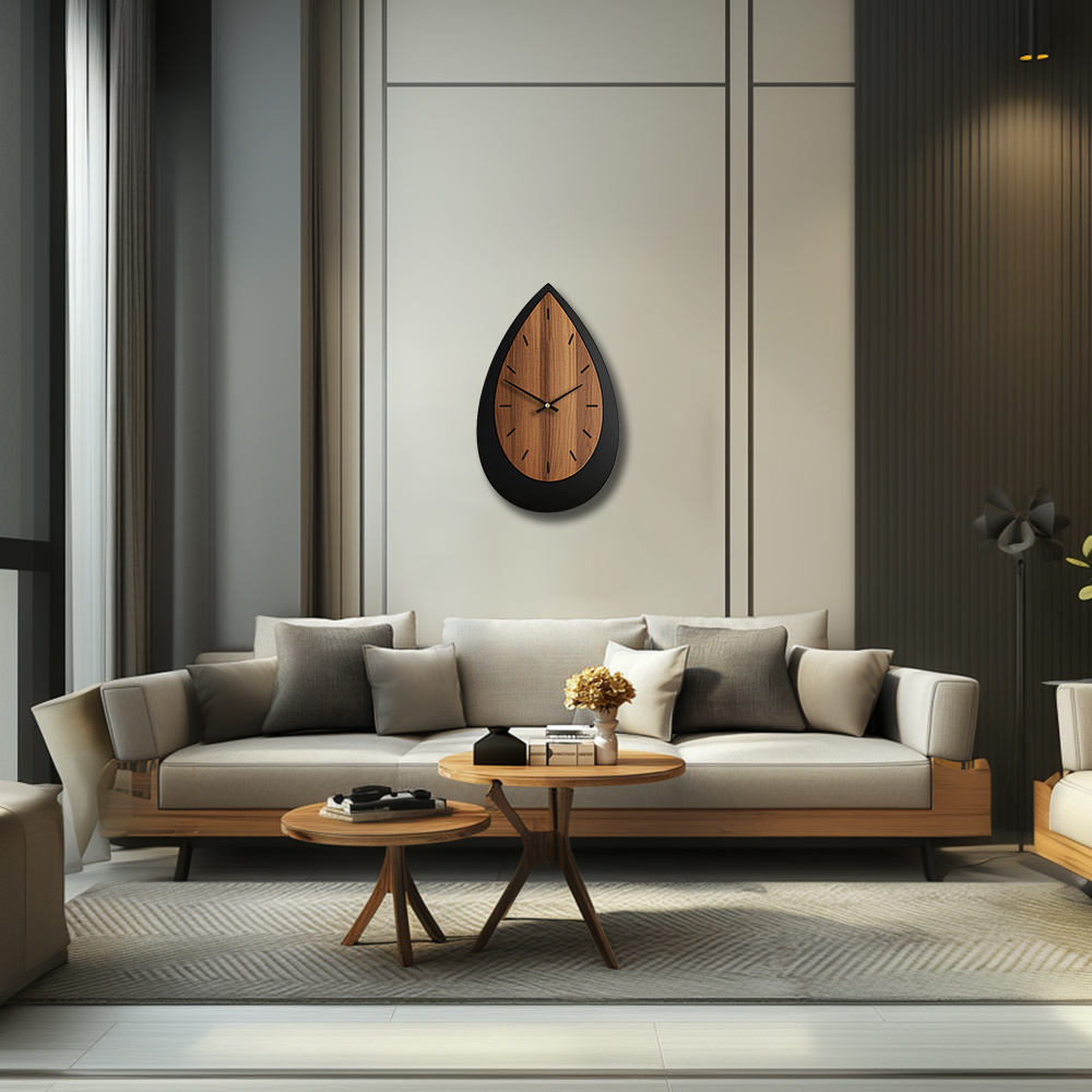 Artistic Silent Wall Clock Made of Decorative Wood in an Irregular Shape, Battery-Operated. Available in Sizes 14, 16, And 45.72 cm, This Vintage Wooden Clock Is Perfect for Home Decor in The Kitchen, Living Room, Bedroom, Or Office
