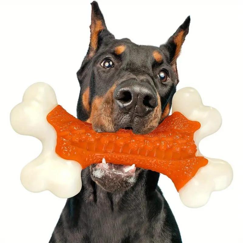1pc durable nylon dog chew toy for large medium breeds peanut butter flavored tough bone shaped interactive play toy ideal for   0