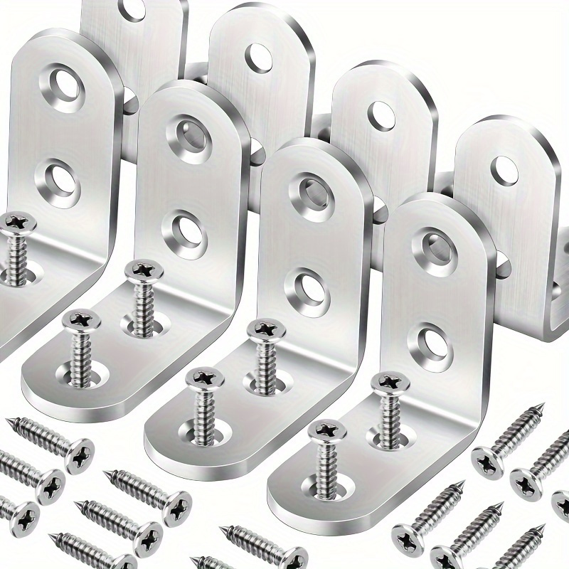 

A Set Of 75pcs, Including 15pcs Of L-shaped Brackets And Steel Iron Of 1.57 X 1.57 , 90- - Brackets 64 , L-shaped Suitable For Wooden Shelves, Chairs, Tables