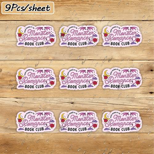 item picture 2d flat 9pcs sheet of book club sticker aesthetic spicy books lovers sticker bookish reading bookworm waterproof vinyl stickers for laptop water bottle decals gifts for readers 2d flat sticker 2d flat
